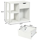 3-Cube Bookcase 2-tier Wooden Storage Shelf with Pull-out Drawer-Brown