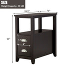 End Table Wooden with 2 Drawers and Shelf Bedside Table