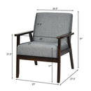 Solid Rubber Wood Fabric Accent Armchair
