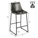 Set of 2 Bar Stool Faux Suede Upholstered Chairs