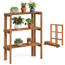 3-Tier Folding Wooden Storage Shelf for Entryway & Garden