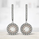 14k White And Rose Gold Drop Diamond Earrings with a Halo Design (3/4 cttw)