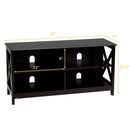 Wooden TV Stand Entertainment for TVs up to 55 Inch with X-Shaped Frame