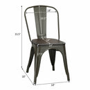 4 Pieces Tolix Style Metal Dining Side Chair Stackable Wood Seat