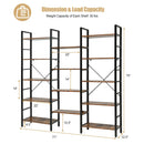 Vintage Triple Wide 5-Tier Bookcase Large Bookshelf Display Storage Shelf