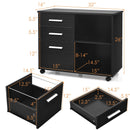 3-Drawer Mobile Lateral File Cabinet Printer Stand