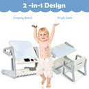 2 in 1 Kids Easel Table and Chair Set with Adjustable Art Painting Board