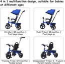 4-in-1 Kids Tricycle with Adjustable Push Handle-Blue