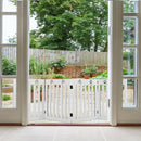 24 Inch Folding Wooden Freestanding Pet Gate Dog Gate with 360¬∞ Hinge