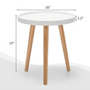 Mid Century Modern Round Side Sofa Coffee Table with Wooden Tray