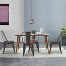 18 Inch Height Set of 4 Stackable Style Metal Wood Dining Chair