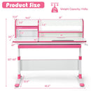 Adjustable Height Study Desk with Drawer and Tilted Desktop for School and Home