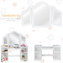 Kids Tri Folding Mirror Makeup Dressing Vanity Table Set-White