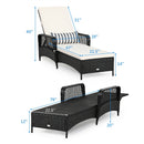 Patio Wicker Chaise Lounge Chair with Pillow and Adjustable Backrest with Cushion-Black