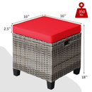 2 Pieces Patio Rattan Ottoman Seat with Removable Cushions-Navy