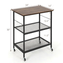3-Tier Kitchen Serving Cart Utility Standing Microwave Rack with Hooks