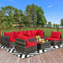 7 Pieces Patio Rattan Furniture Set Sectional Sofa Garden Cushion