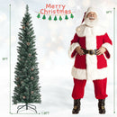 Snowy Artificial Pencil Christmas Tree with Pine Cones