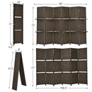 6 Panel Folding Weave Fiber Room Divider with 2 Display Shelves
