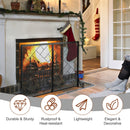 2-Panel Fireplace Screen Folding Metal Fire Place Safety Fence with Magnetic Doors