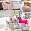 Round Velvet Storage Ottoman Footrest Stool Vanity Chair with Metal Legs