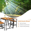 5 Pieces Outdoor Acacia Wood and PE Rattan Bar Set