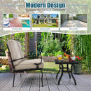 2 Pieces Patio Loveseat Bench Table Furniture Set with Cushioned Chair-Blue
