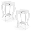 2-Tier End Table with Drawer and Shelf for Living Room Bedroom