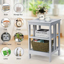2 Pieces 3-Tier Nightstand with Reinforced Bars and Stable Structure