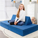 4 Pieces Convertible Kids Couch Set with 2 Folding Mats-Yellow
