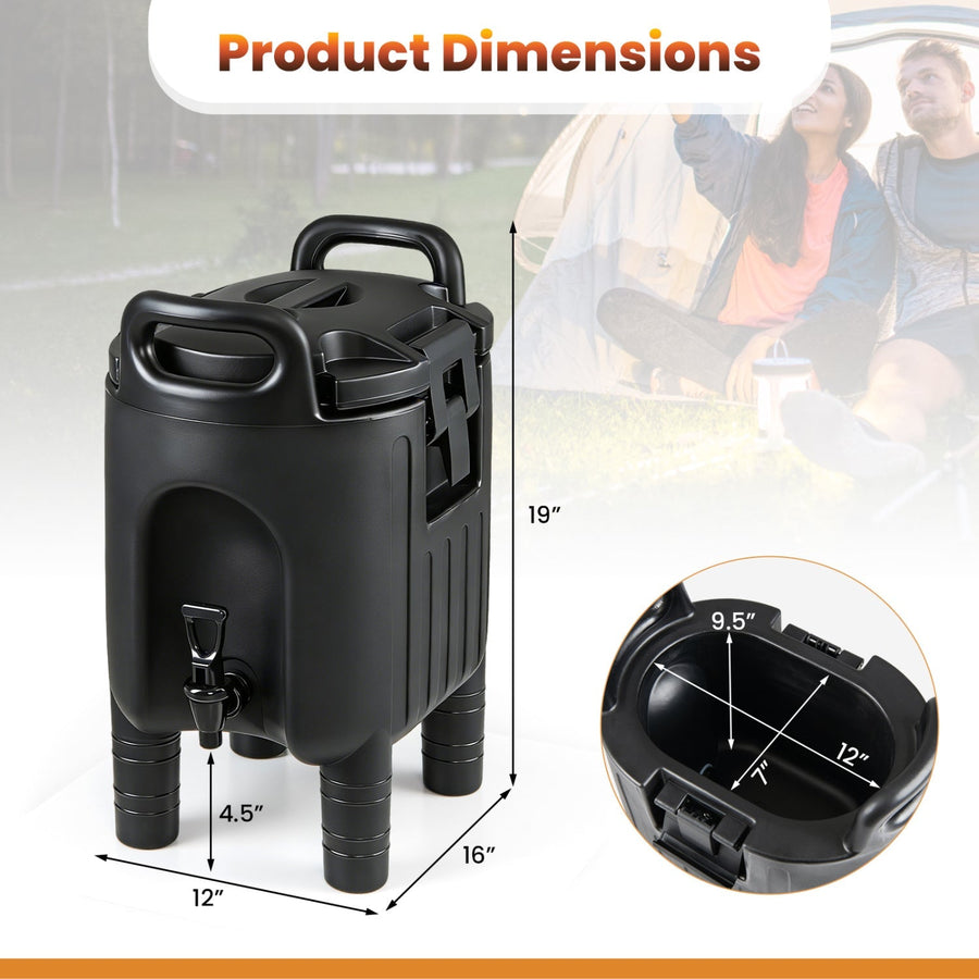 2.6 Gal Insulated Beverage Dispenser with Handles and Two-Stage Faucet