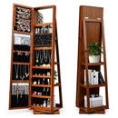 360° Rotatable 2-in-1 Lockable Jewelry Cabinet with Full-Length Mirror