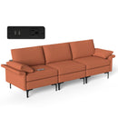 Large 3-Seat Sofa Sectional with Metal Legs and 2 USB Ports for 3-4 people