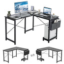 Modern Reversible Computer Desk with Storage Pocket and CPU Stand for Working Writing Gaming-Dark Gray