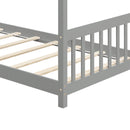 Twin Size Wooden House Bed with Roof