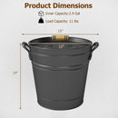 2.9 Gallon Metal Coal Ash Can with Wooden Lid and Side Grips for Fireplace Fire Pits