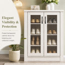 2-Door Shoe Cabinet with Removable Shelves - White