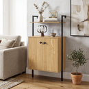 2-Door Wall Mount Bookshelf with Storage Cabinet