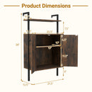 2-Door Wall Mount Bookshelf with Storage Cabinet