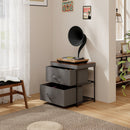 2-Drawer Nightstand with Removable Fabric Bins and Pull Handles