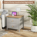 2-Drawer Nightstand with Rubber Wood Legs