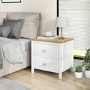 2-Drawer Nightstand with Rubber Wood Legs