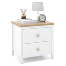 2-Drawer Nightstand with Rubber Wood Legs
