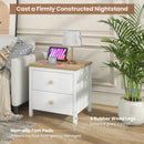 2-Drawer Nightstand with Rubber Wood Legs