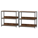 2-Pack 3-Tier Industrial Bookshelf with Metal Frame