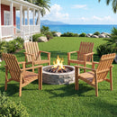 Acacia Wood Patio Dining Chair with Curved Seat & Armrests