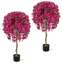 2 Pack Artificial Azalea Trees Faux Floral Plants with Vivid Blooming Flowers