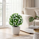 Artificial Eucalyptus Topiary Trees with Cement Planter (2-Pack)