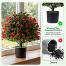 2 Pack Artificial Rose Topiary Ball Trees with PP Cement