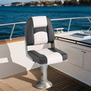 2-Pack Boat Seats with Thick Sponge Padding and Fixing Bolts-Gray